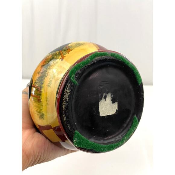 VTG Ceramic Farmhouse Rooster Checkered Pitcher with Spout Handle - Picture 4 of 12